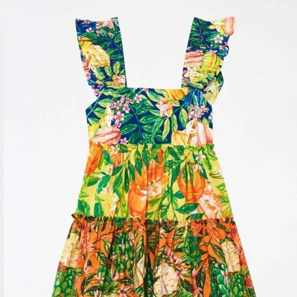 Farm Rio Tiered Mini Dress Sz M - Picture 5 of 14